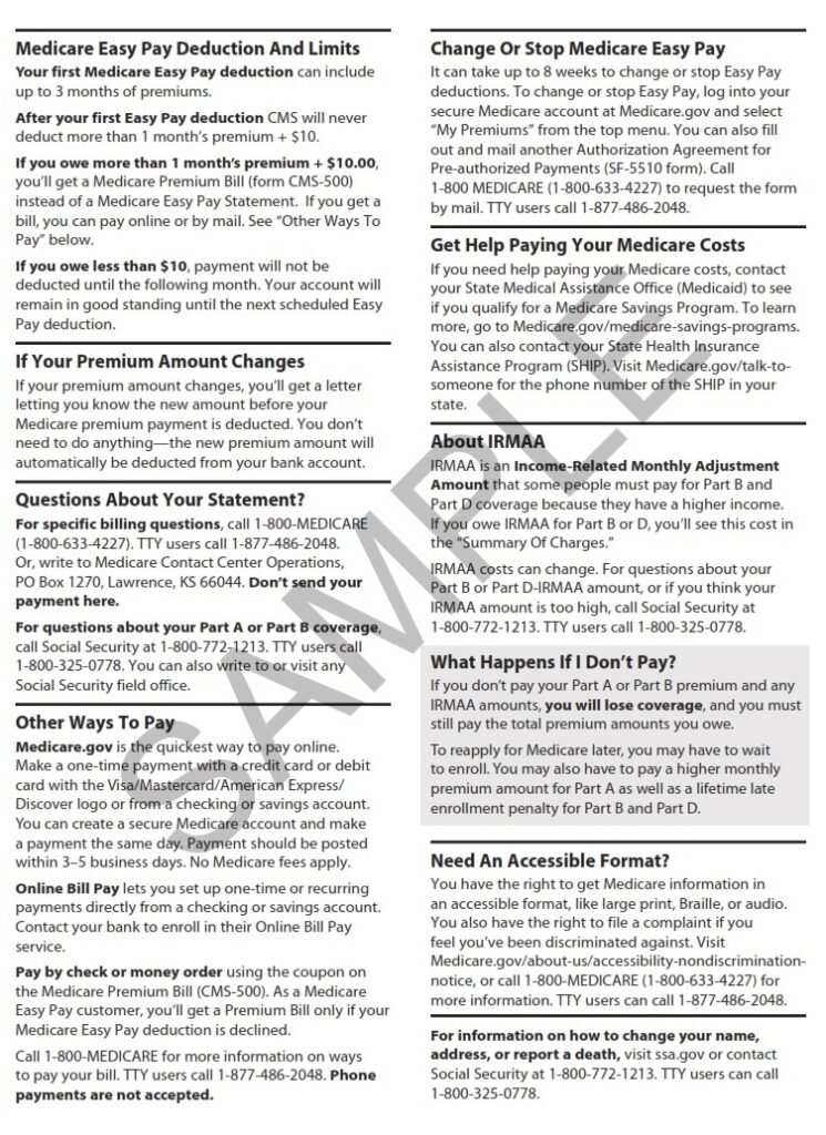 Cms 20143 medicare easy pay premium statement cms forms