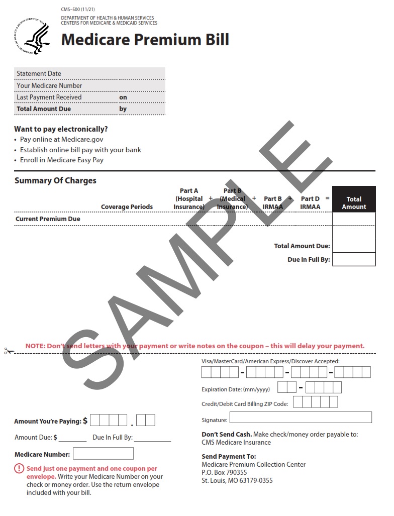 CMS 500 - MEDICARE PREMIUM BILL Page 1