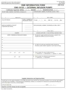 CMS 10125 – DME Information Form – External Infusion Pumps DME 09.03 ...