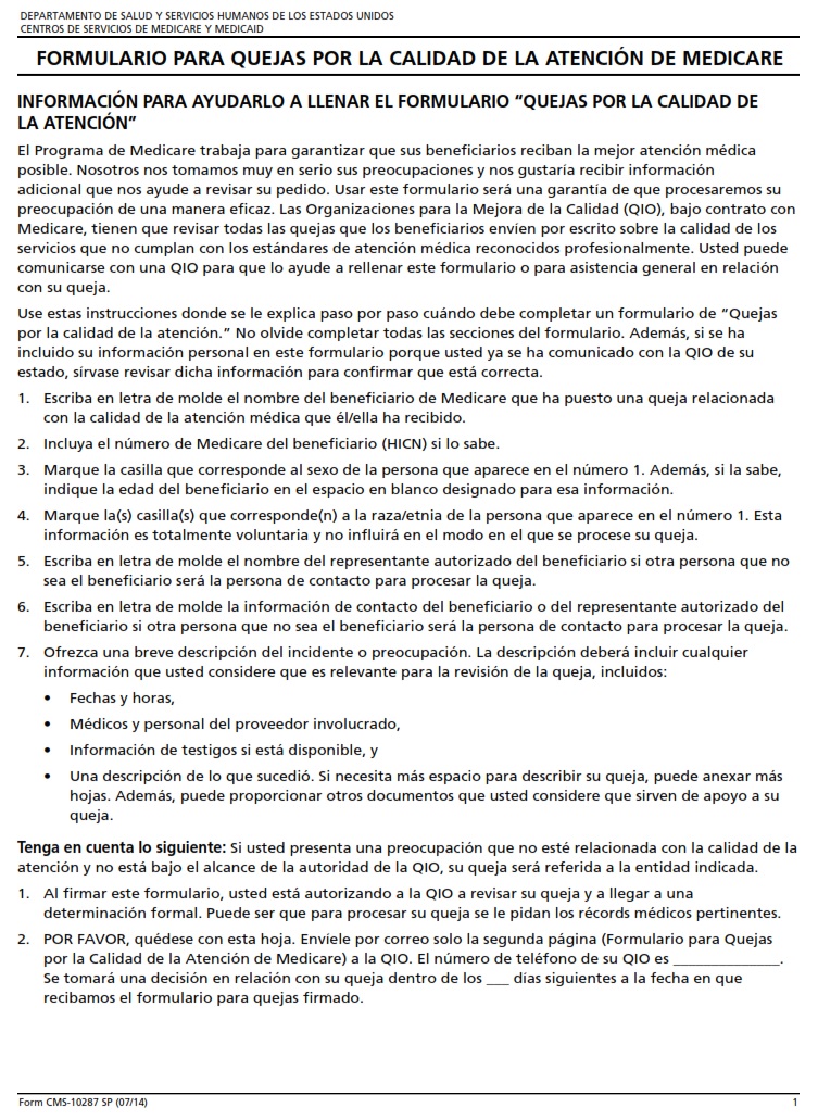 CMS 10287 – Page 1 (Spanish)