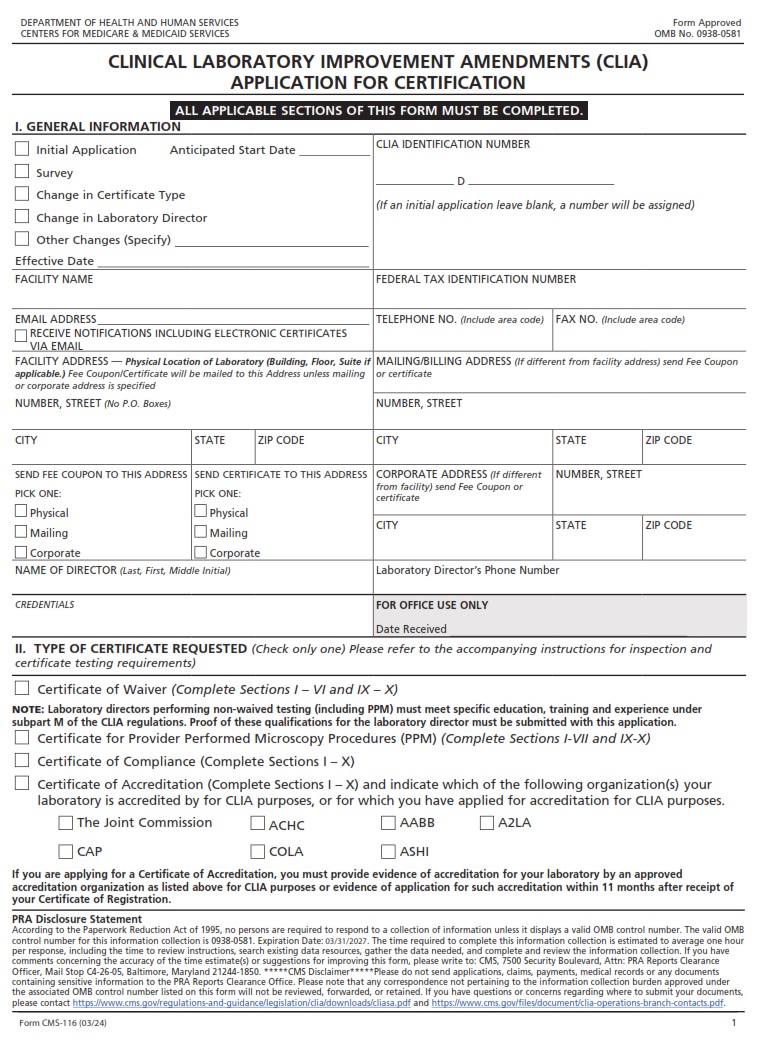 CMS 116 - Page 1