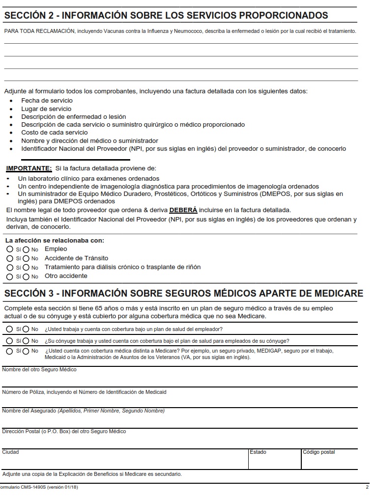 CMS 1490S – PATIENT’S REQUEST FOR MEDICAL PAYMENT (Spanish) | CMS Forms