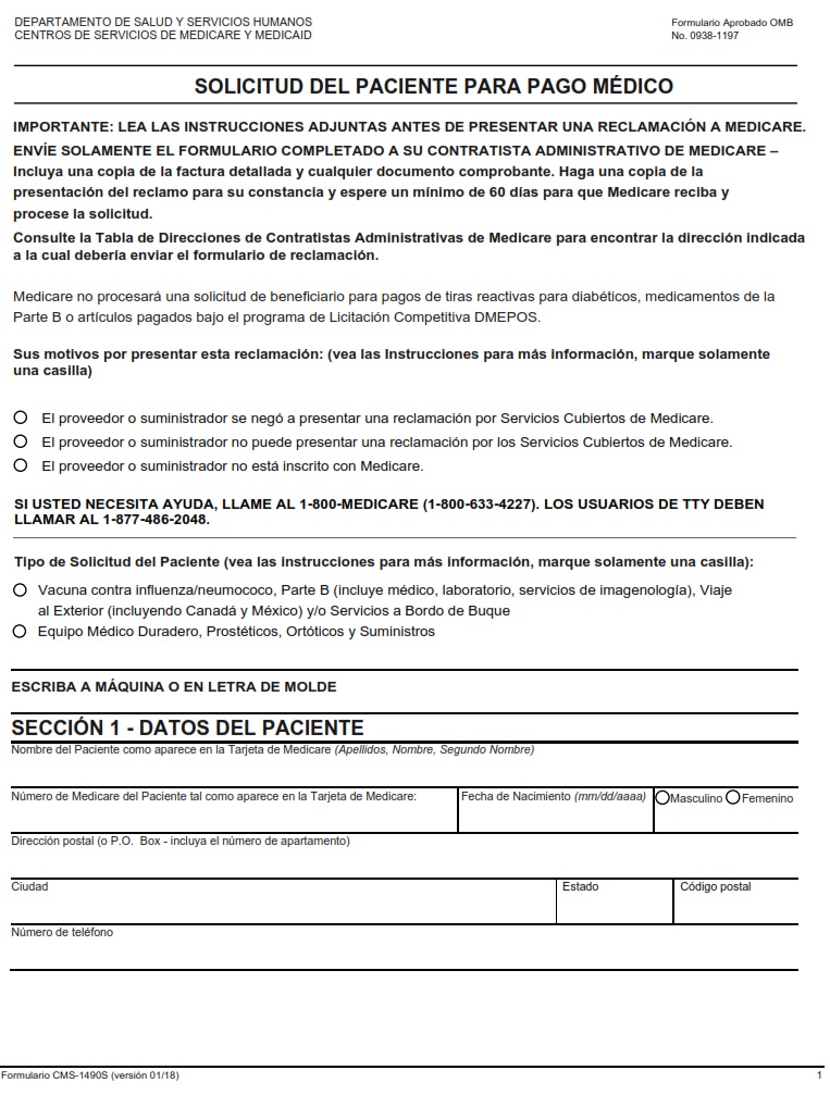 CMS 1490S – Page 1 (Spanish)