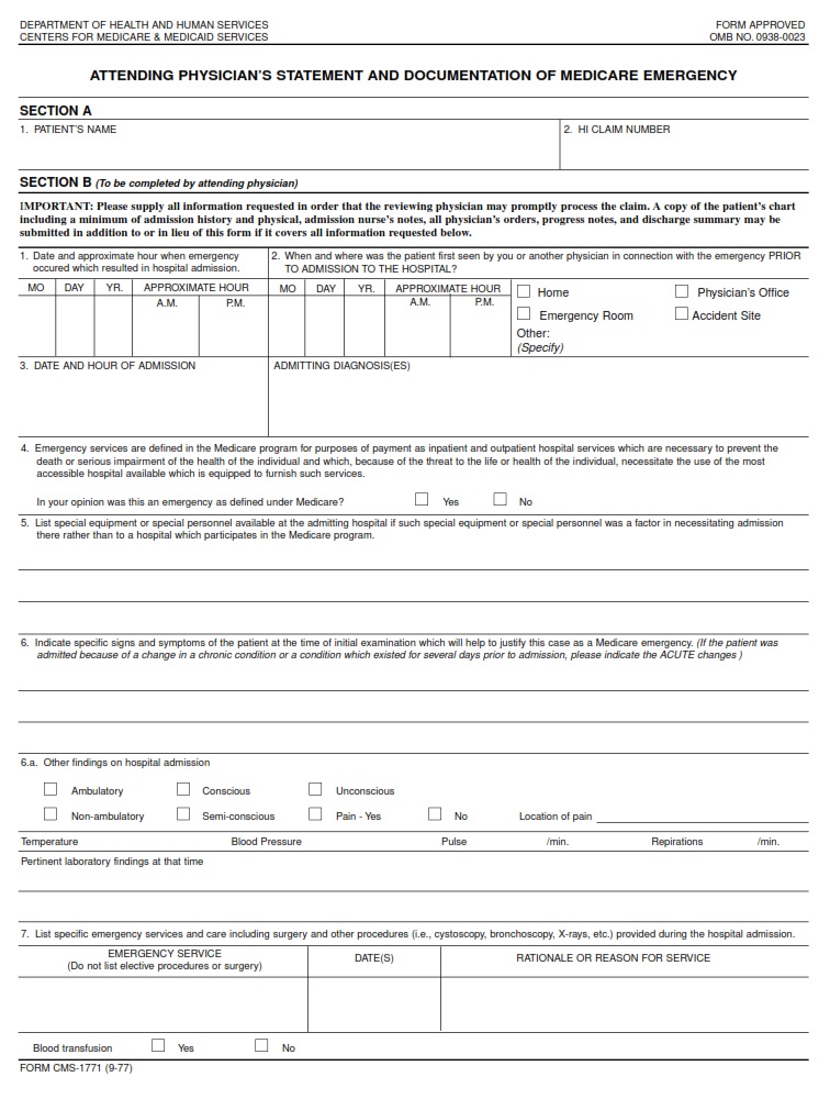 CMS 1771 – ATTENDING PHYSICIANS STATEMENT AND DOCUMENTATION FOR ...