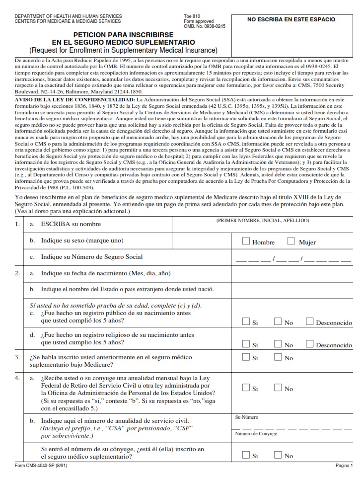 CMS 4040 – Page 1 (Spanish)