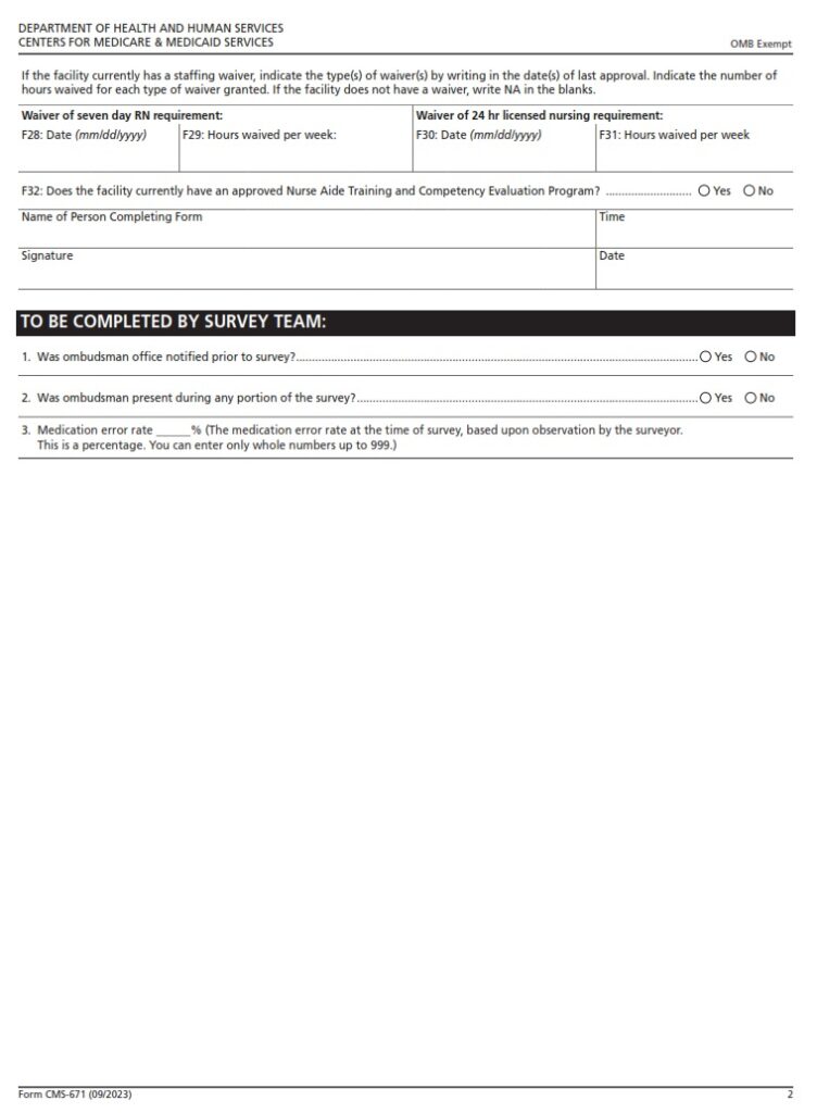 CMS 671 – LTC Facility Application for Medicare/Medicaid | CMS Forms