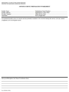 CMS 801 – Offsite Survey Prep Worksheet | CMS Forms