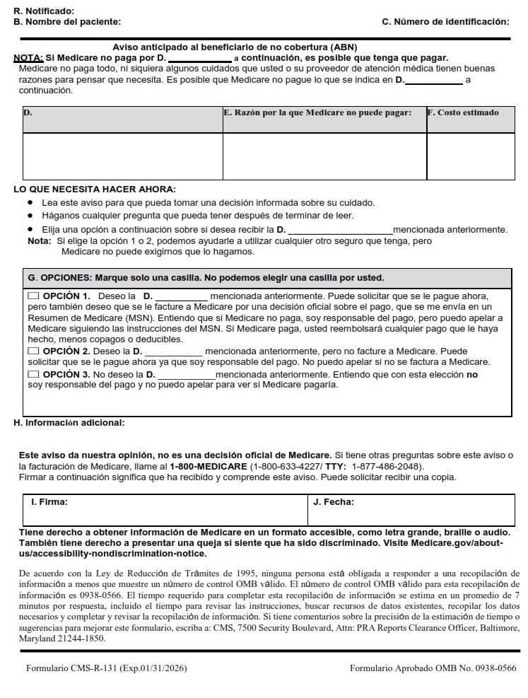 CMS R-131 - Spanish