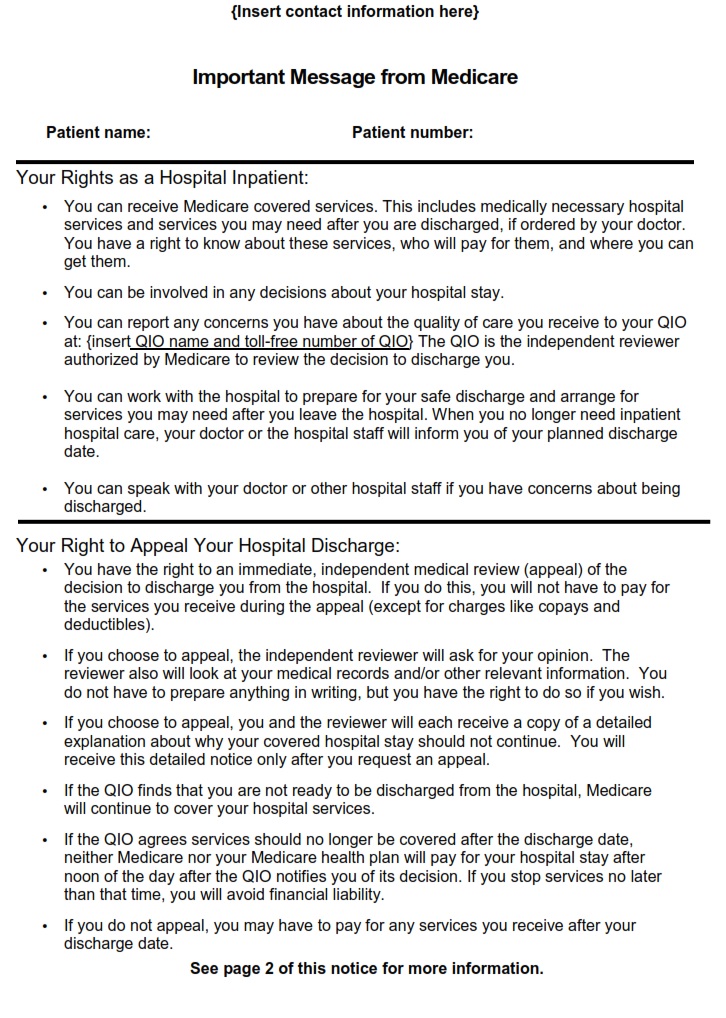 CMS R-193 – IMPORTANT MESSAGE FROM MEDICARE (IM) (English) | CMS Forms